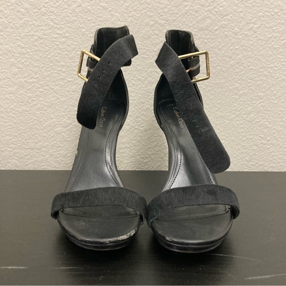 Calvin Klein Vivian Ankle Strap Heels - Black - Size 8 - Picture 1 of 8